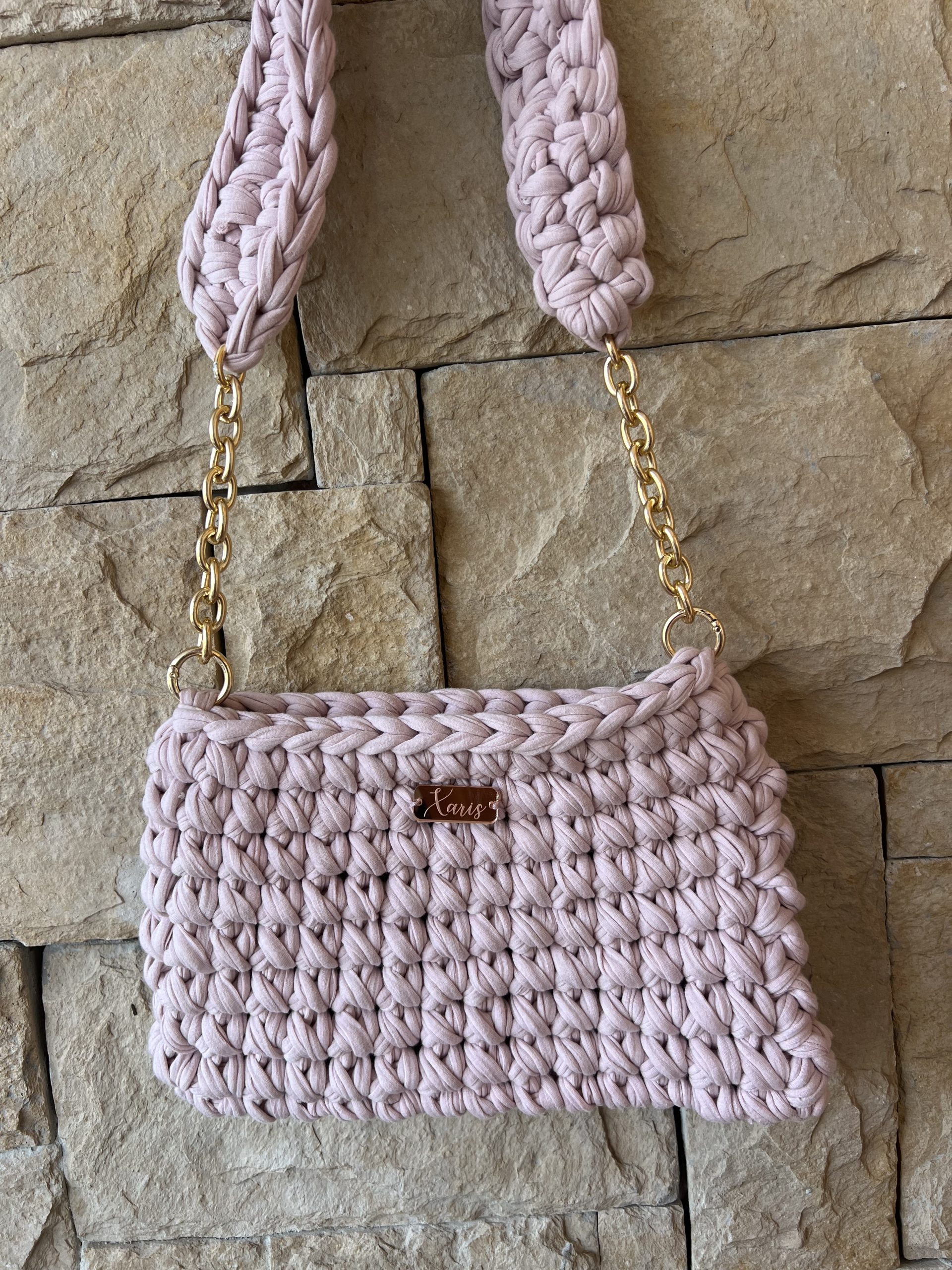 BG70 Τσάντα πλεκτή “Pink Blossom” - Image 1