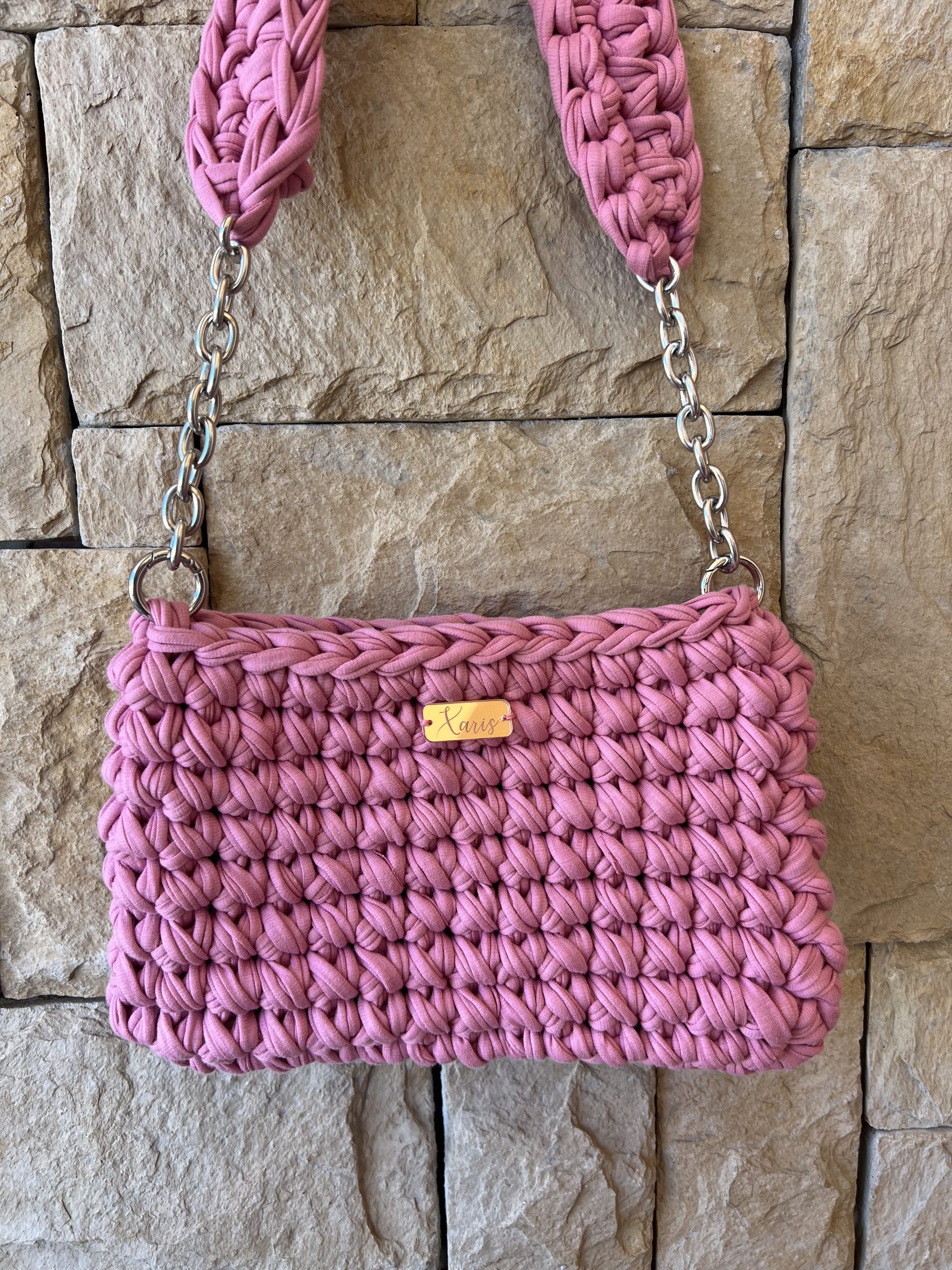 BG72 Τσάντα πλεκτή “Pink Blush” - Image 1