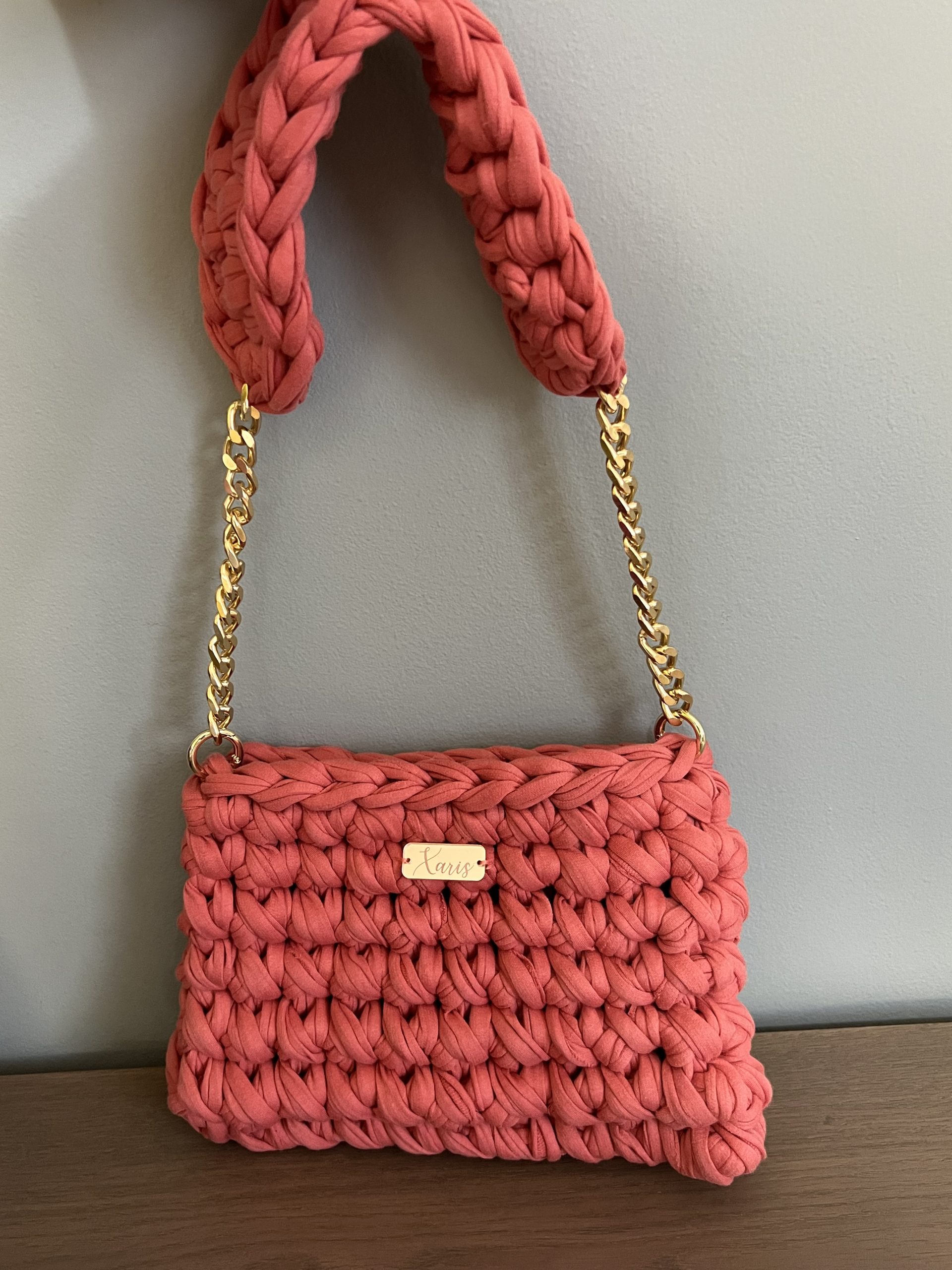 BG85B Τσάντα πλεκτή “Peach” - Image 1