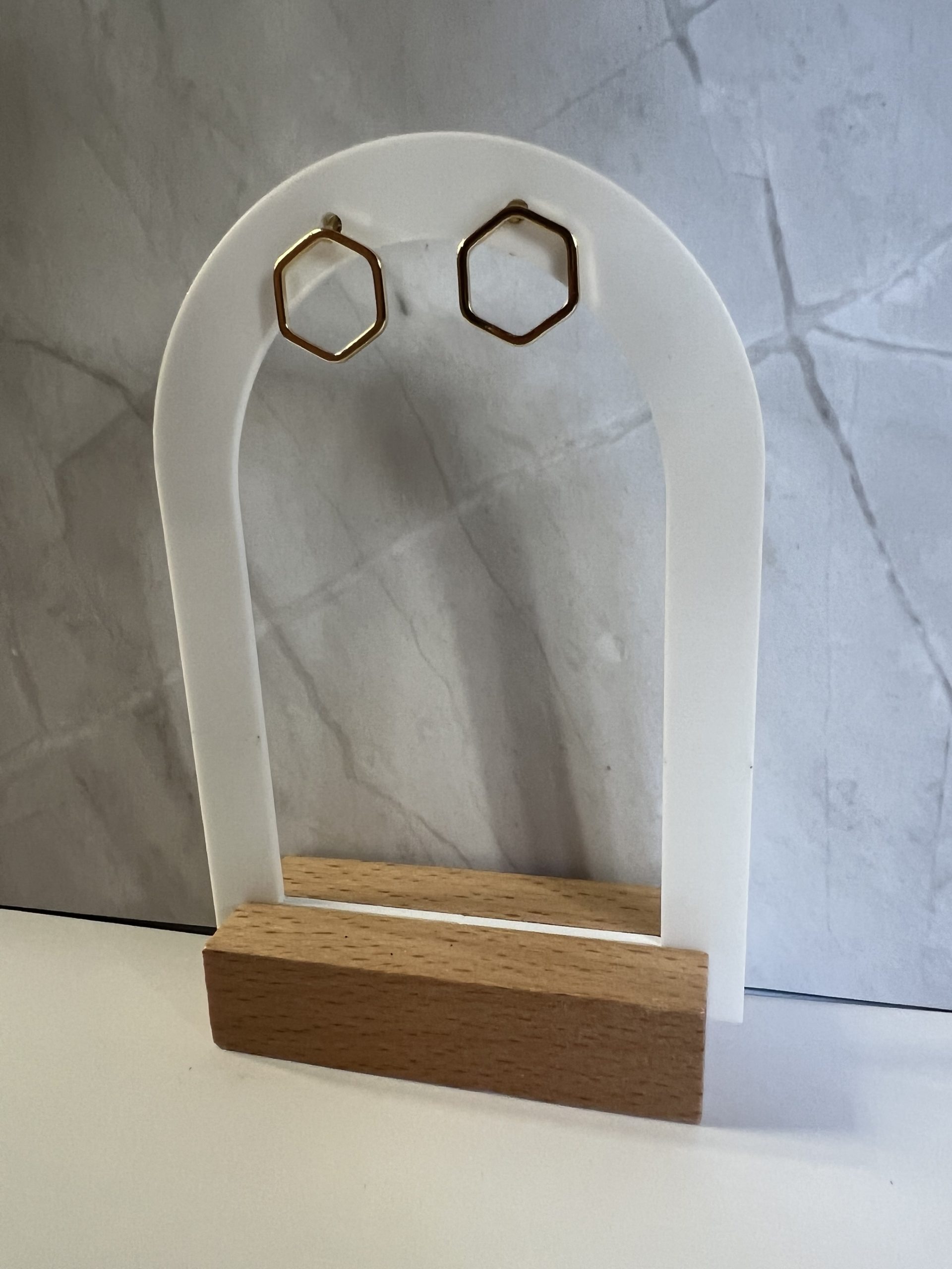 EAR122 Σκουλαρίκια πολύγωνα σε χρυσό χρώμα - Image 1