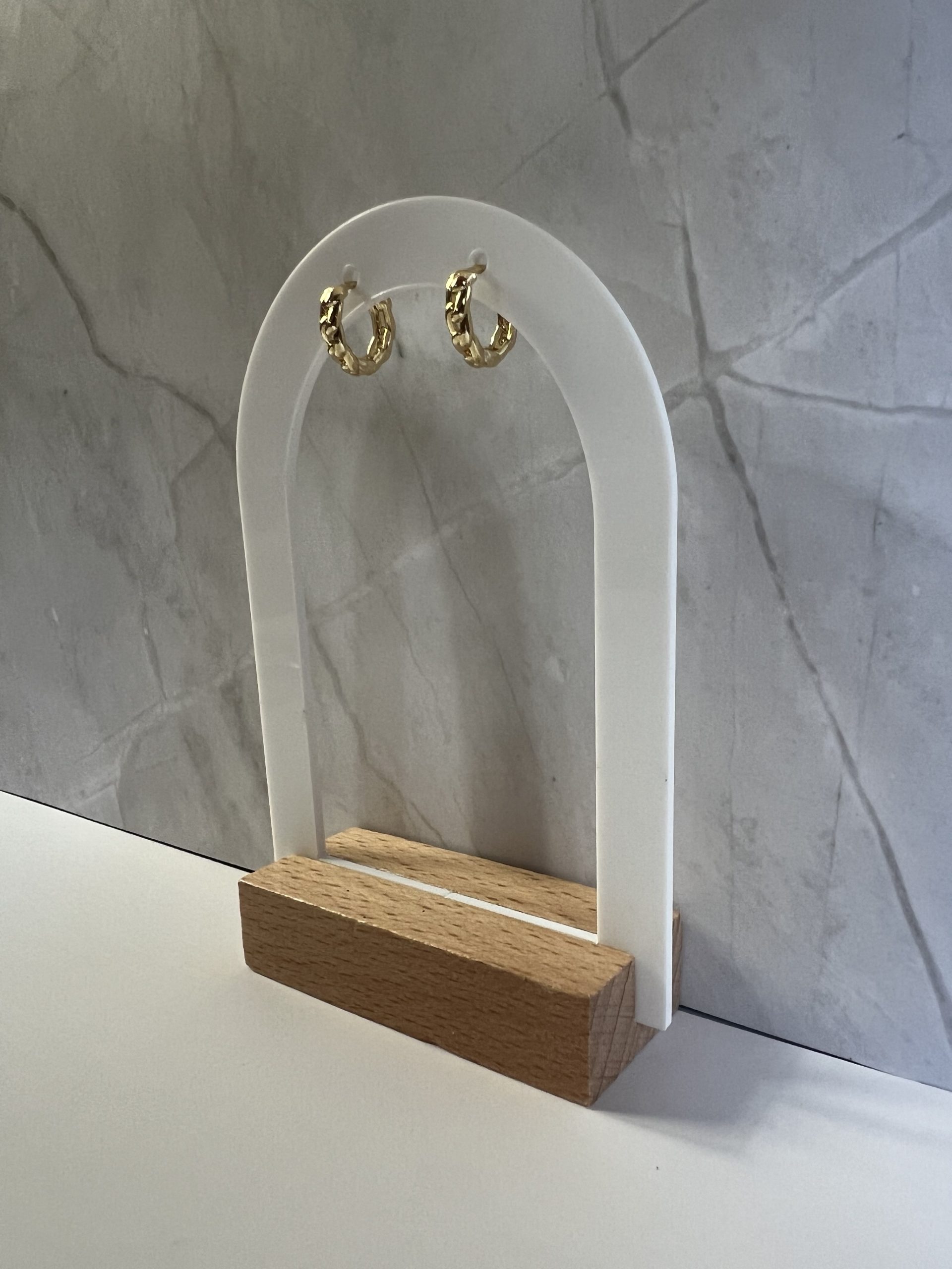 EAR130 Χρυσοί κρίκοι σχέδιο αλυσίδα διάμετρος 1εκ. - Image 1