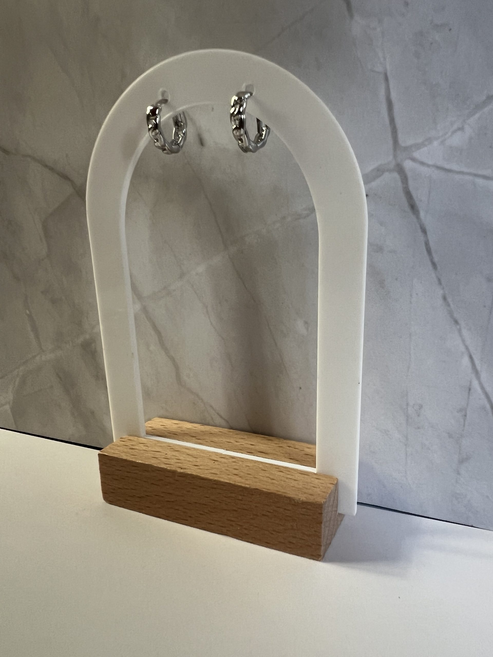 EAR131 Ασημί κρίκοι σχέδιο αλυσίδα διάμετρος 1εκ. - Image 1