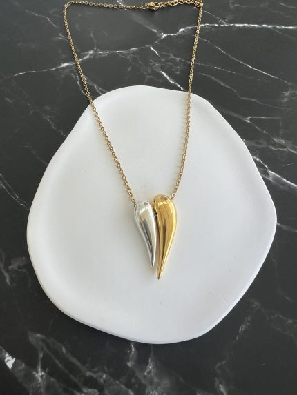 Κολιέ καρδιά με χρυσή αλυσίδα