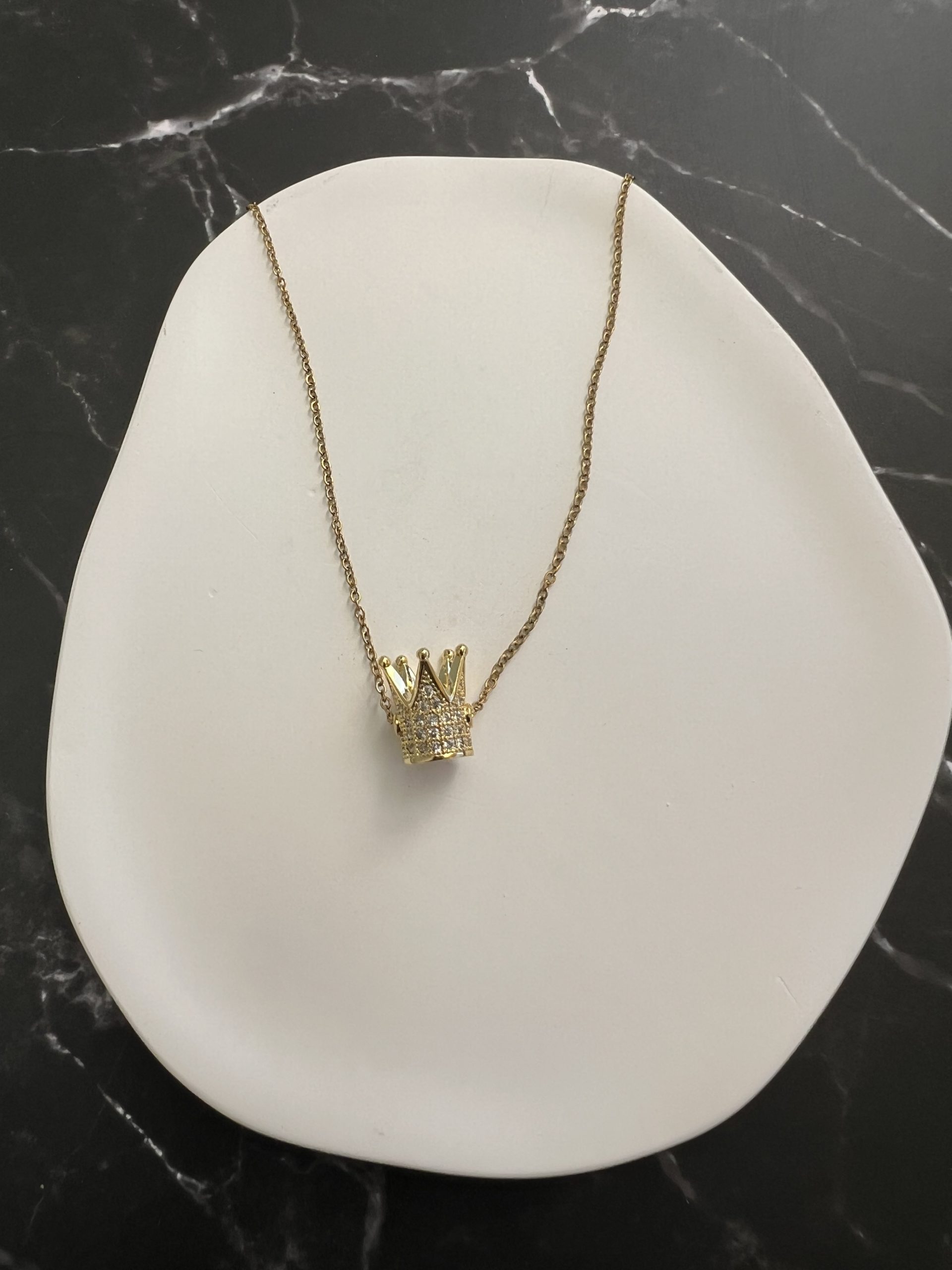 NEC378 Κολιέ κορώνα με ζιργκόν και χρυσή αλυσίδα - Image 1