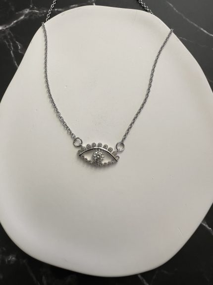 Κολιέ μάτι με ζιργκόν και ασημί αλυσίδα