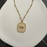 Κολιέ μάτι με ζιργκόν, λευκό σμάλτο και χρυσή αλυσίδα