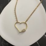 Κολιέ καρδιά με ζιργκόν και χρυσή αλυσίδα