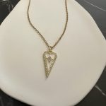 Κολιέ καρδιά με ζιργκόν, λευκό σμάλτο και χρυσή αλυσίδα