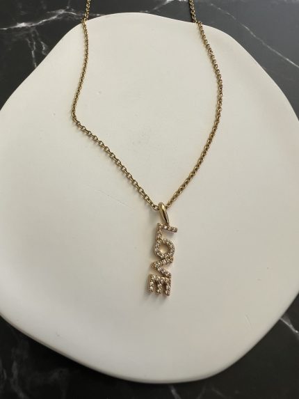 Κολιέ LOVE με ζιργκόν και χρυσή αλυσίδα