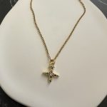 Κολιέ σταυρός με πολύχρωμα ζιργκόν και χρυσή αλυσίδα