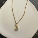 Κολιέ καρδιά με ζιργκόν και χρυσή αλυσίδα