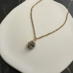 Κολιέ με τιγρέ ημιπολύτιμη πέτρα και χρυσή αλυσίδα