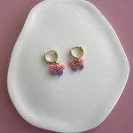 Χρυσοί κρίκοι πεταλούδες κεντημένοι με χάντρες Miyuki