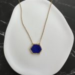 Κολιέ μπλε ρουά πολύγωνο κεντημένο με χάντρες Miyuki