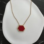 Κολιέ κόκκινο σκούρο πολύγωνο κεντημένο με χάντρες Miyuki