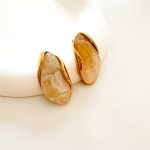 Beige Oval Earrings