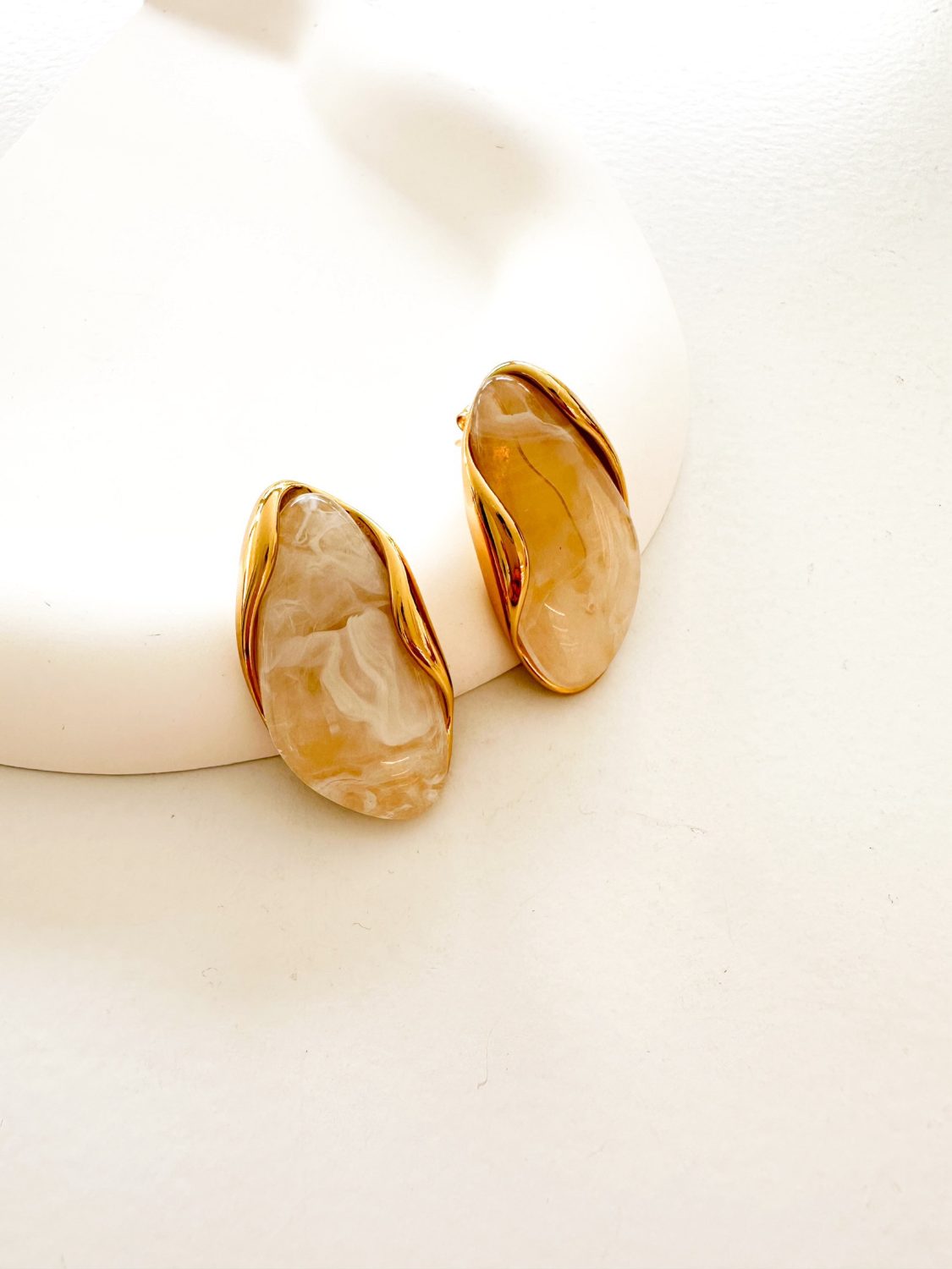 2684401 Beige Oval Earrings - Image 1