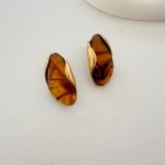 Brown Oval Earrings
