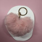 Μπρελόκ ροζ γούνινη καρδιά