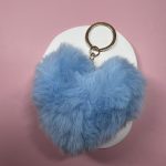 Μπρελόκ γαλάζια γούνινη καρδιά