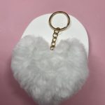 Μπρελόκ άσπρη γούνινη καρδιά