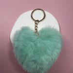 Μπρελόκ πράσινη γούνινη καρδιά