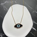 Κολιέ μαύρο μάτι κεντημένο με χάντρες Miyuki