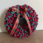 Puffy διακοσμητικό Χριστουγεννιάτικο στεφάνι πράσινο - μπορντώ