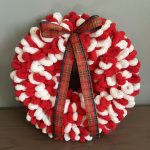 Puffy διακοσμητικό Χριστουγεννιάτικο στεφάνι άσπρο - κόκκινο